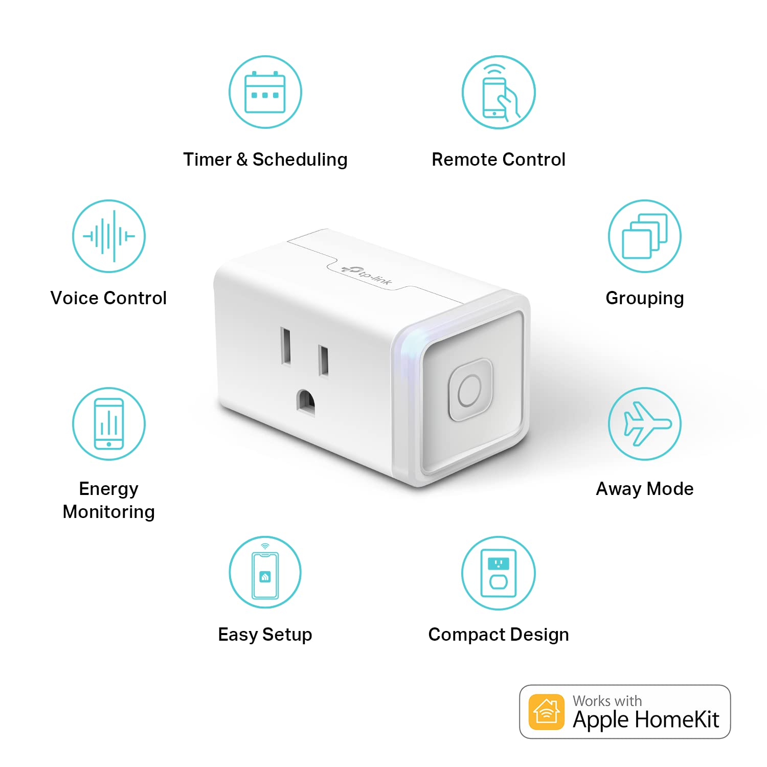 Kasa Smart Plug Mini 15A, Apple HomeKit Supported, Smart Outlet Works with Siri, Alexa & Google Home, UL Certified, App Control, Scheduling, Timer, 2.4G WiFi Only, 2 Count (Pack of 1) (EP25P2), White