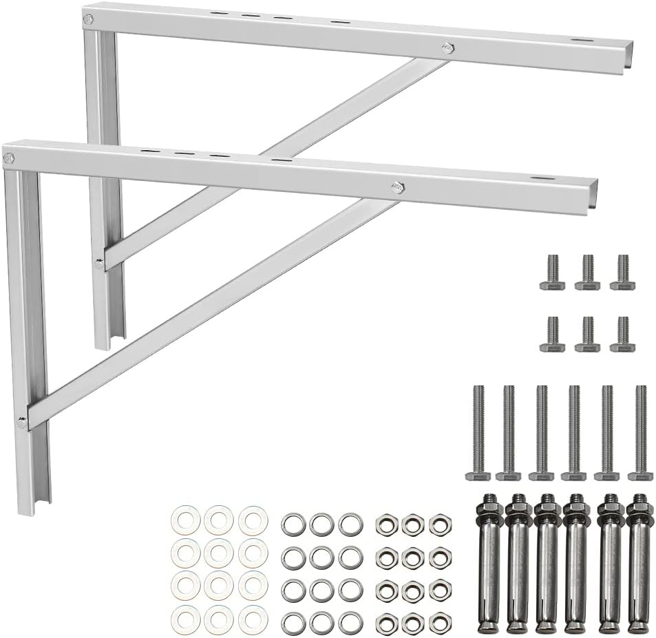 Wall Mounting AC Brackets up to 440lb/200kg Split Air Conditioner Bracket 21 5/8" Lx16 H Bracket Air Conditioner Bracket Set Adjustble 9000 Btu to 36000 Btu