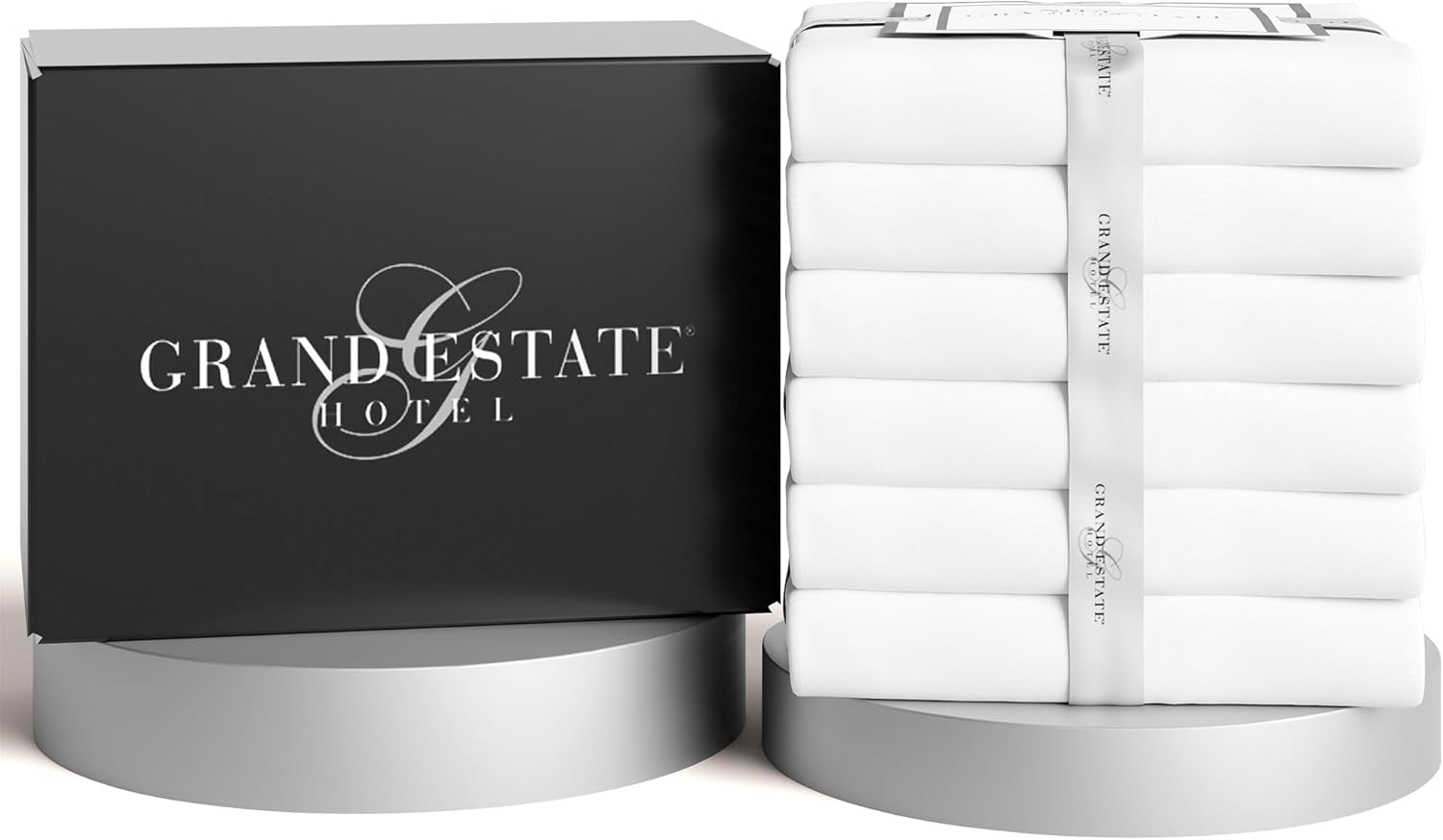 Twin Flat Sheets Bulk Pack- 6 Pcs Cotton Rich White Sheets for Hotels, Spa, Salon, Hospitals, Dorms, Air Bnb by Grand Estate Hotel