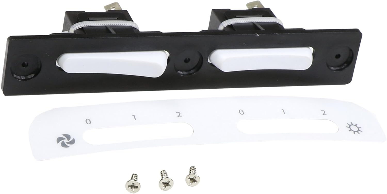 White and Black Range Hood Switch Assembly with Screws