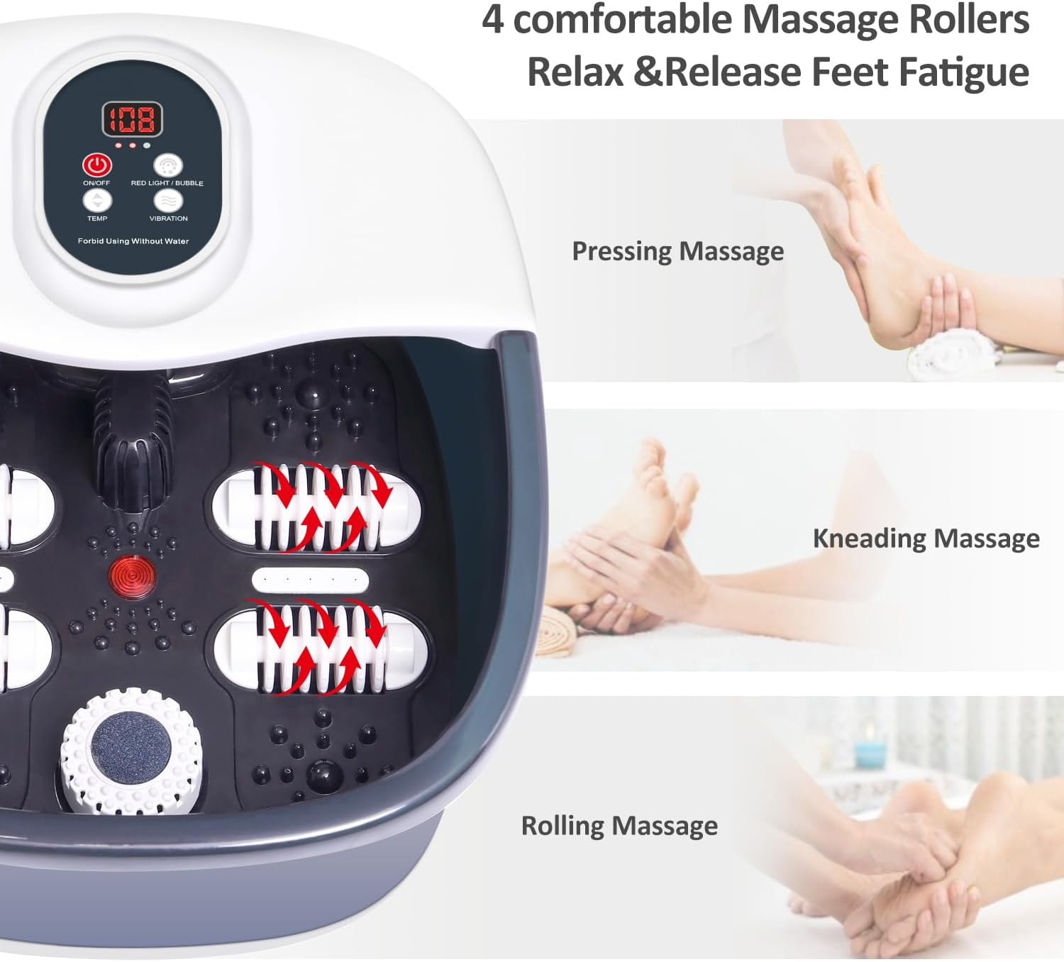 Foot Spa Bath Massager with Heat Bubbles and Vibration Massage and Jets, Pedicure Foot Spa Tub of 16 OZ Lavender Epsom Salt, Foot Soaker with Infrared Relieve Stress,Temperature Control