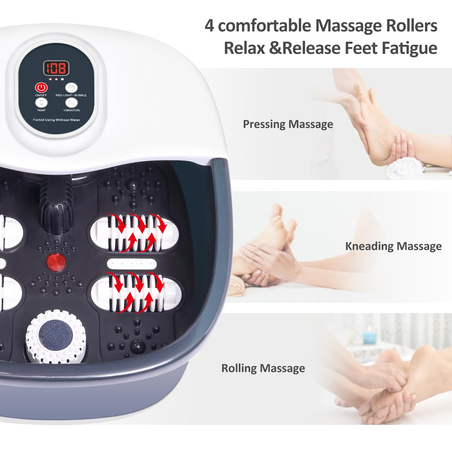 Foot Spa Bath Massager with Heat Bubbles and Vibration Massage and Jets, Pedicure Foot Spa Tub of 16 OZ Lavender Epsom Salt, Foot Soaker with Infrared Relieve Stress,Temperature Control