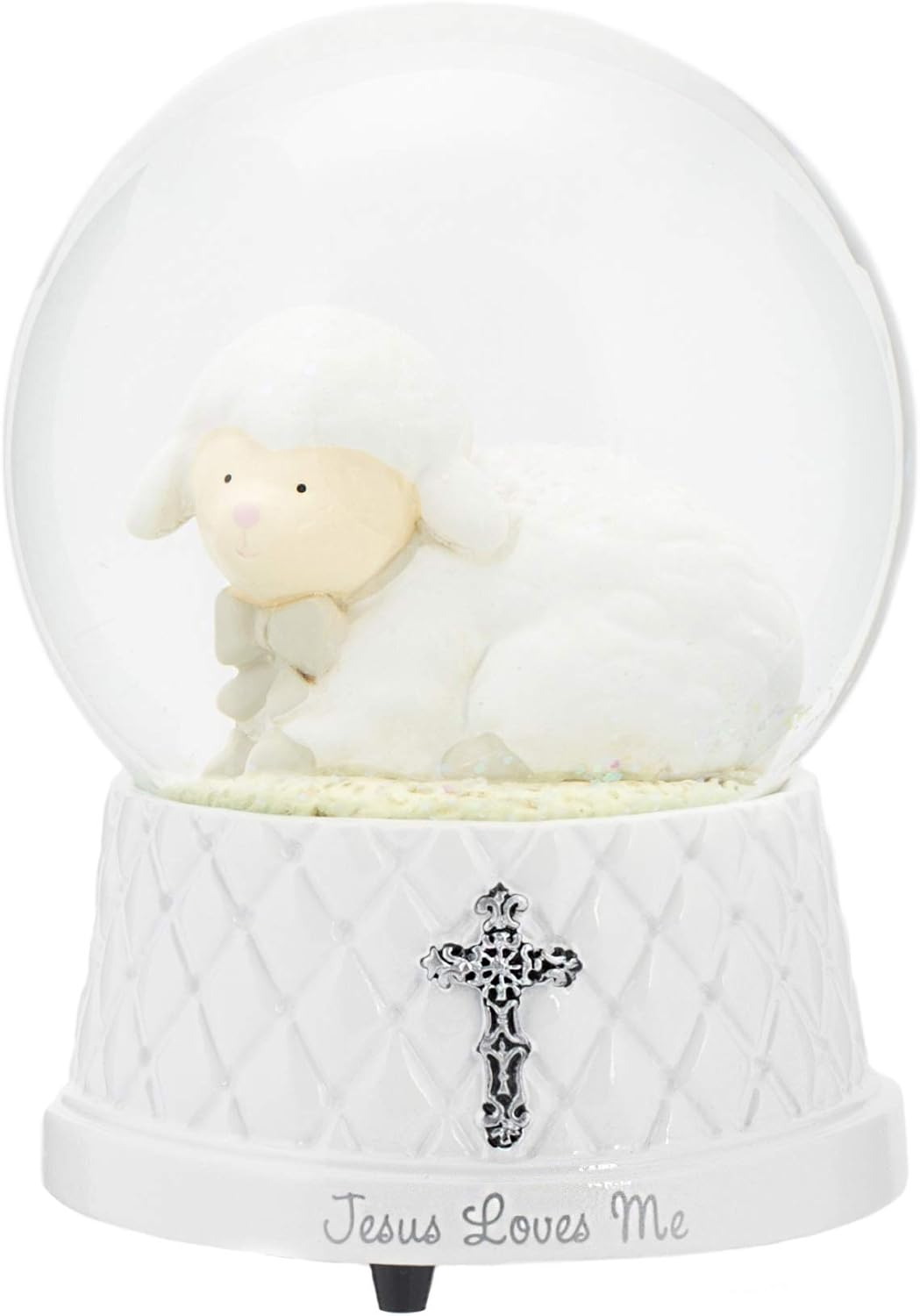 Jesus Loves Me Snow Globe, Jesus White Lamb Baptism Music Box, Religious Gift for Pastors Girls Wife Girlfriends Friends Easter Birthday Present