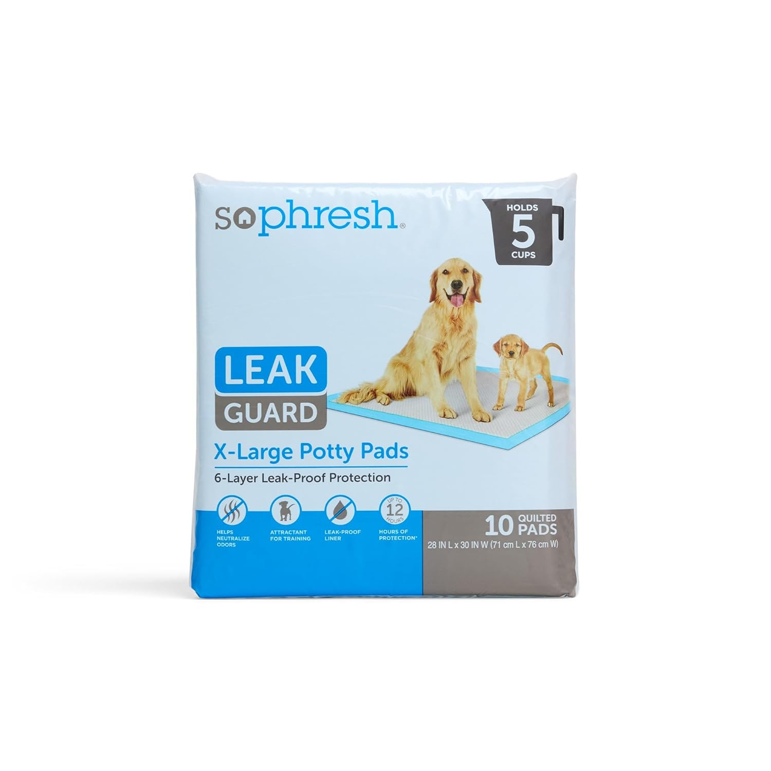 So Phresh X-Large Leak Guard Quilted Potty Pads, Count of 10