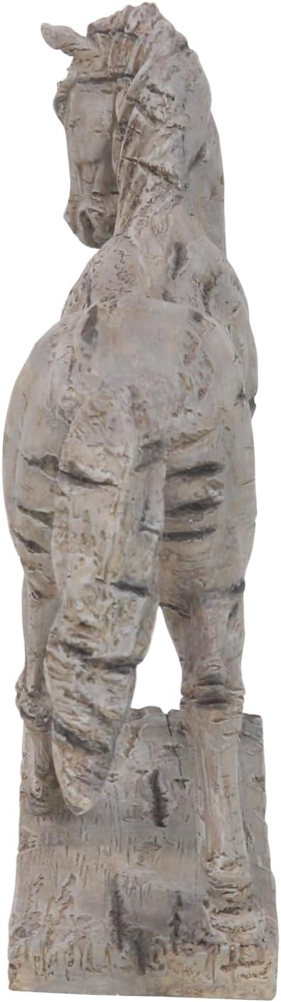 6 in. x 18 in. Beige Polystone Prancing Horse Sculpture