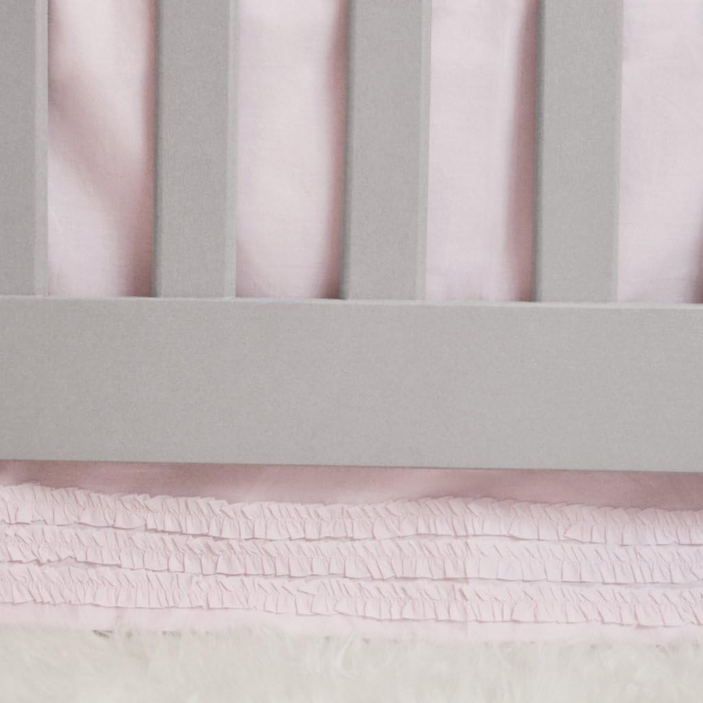 Crib Skirt Petite Ruffle Pink - Cotton - 15 Inch Drop