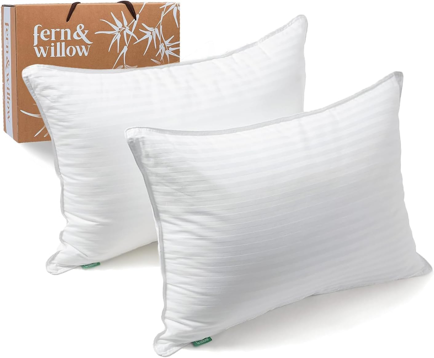 King Size White Hypoallergenic Down Alternative Pillows - Set of 2