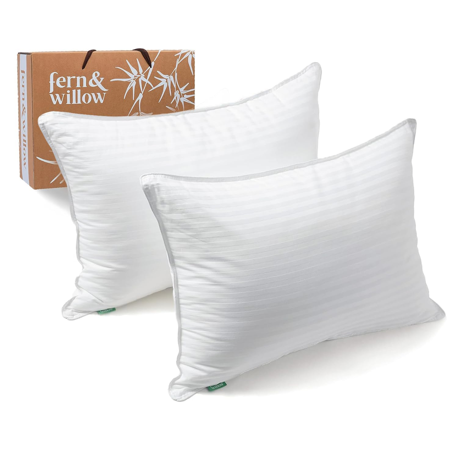 King Size White Hypoallergenic Down Alternative Pillows - Set of 2