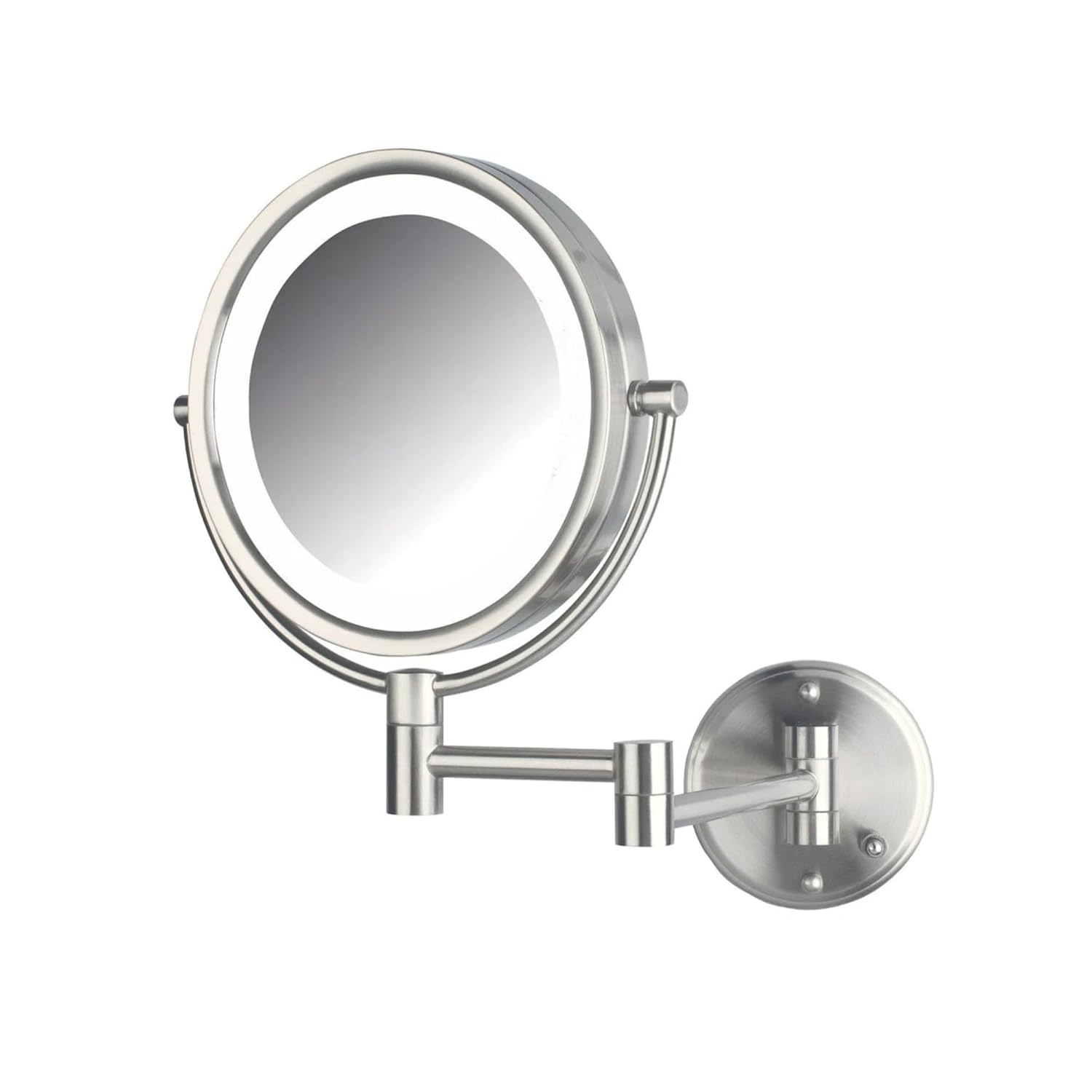 Jerdon 8.5 inch Diameter LED Lighted Makeup Mirror, 8X-1X Magnification, Nickel Finish, Direct Wire -Model HL88NLD