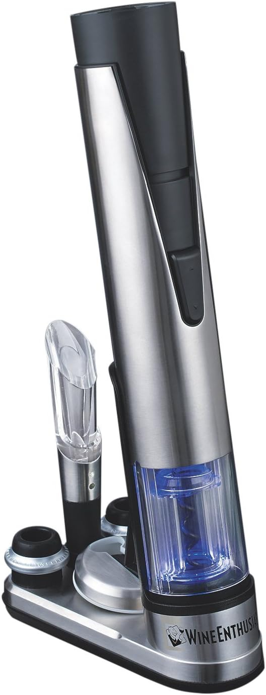Stainless Steel Cordless Wine Bottle Opener and Preserver Set