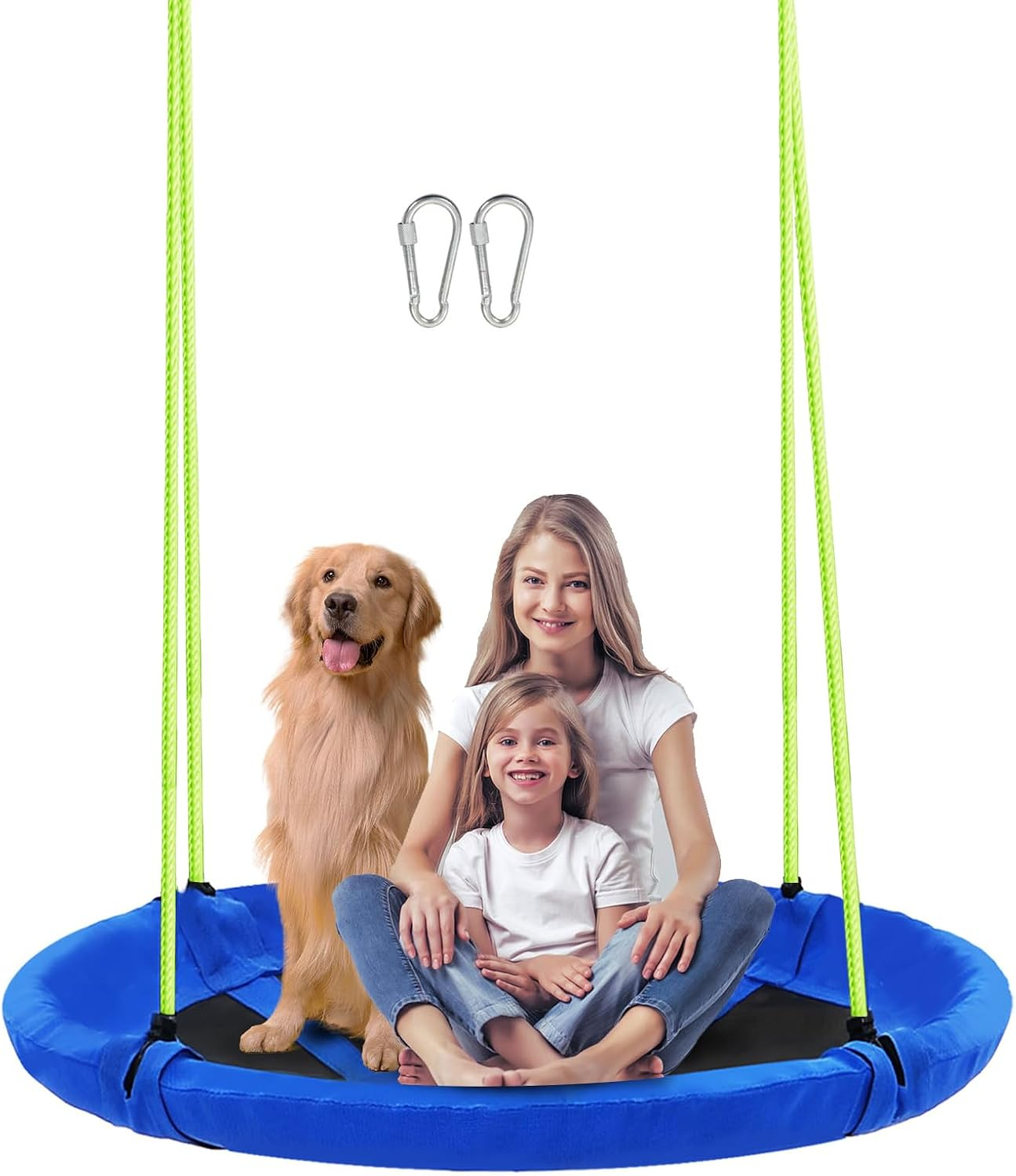 MIHOVER Sturdy & Comfortable 43 Inch Saucer Tree Swing Flying Indoor Outdoor Play Set Swing for Kids - Blue