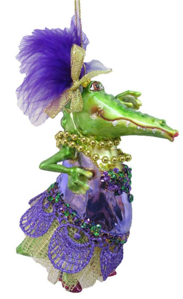 Mardi Gras Female Crocodile Christmas Holiday Ornament December Diamonds