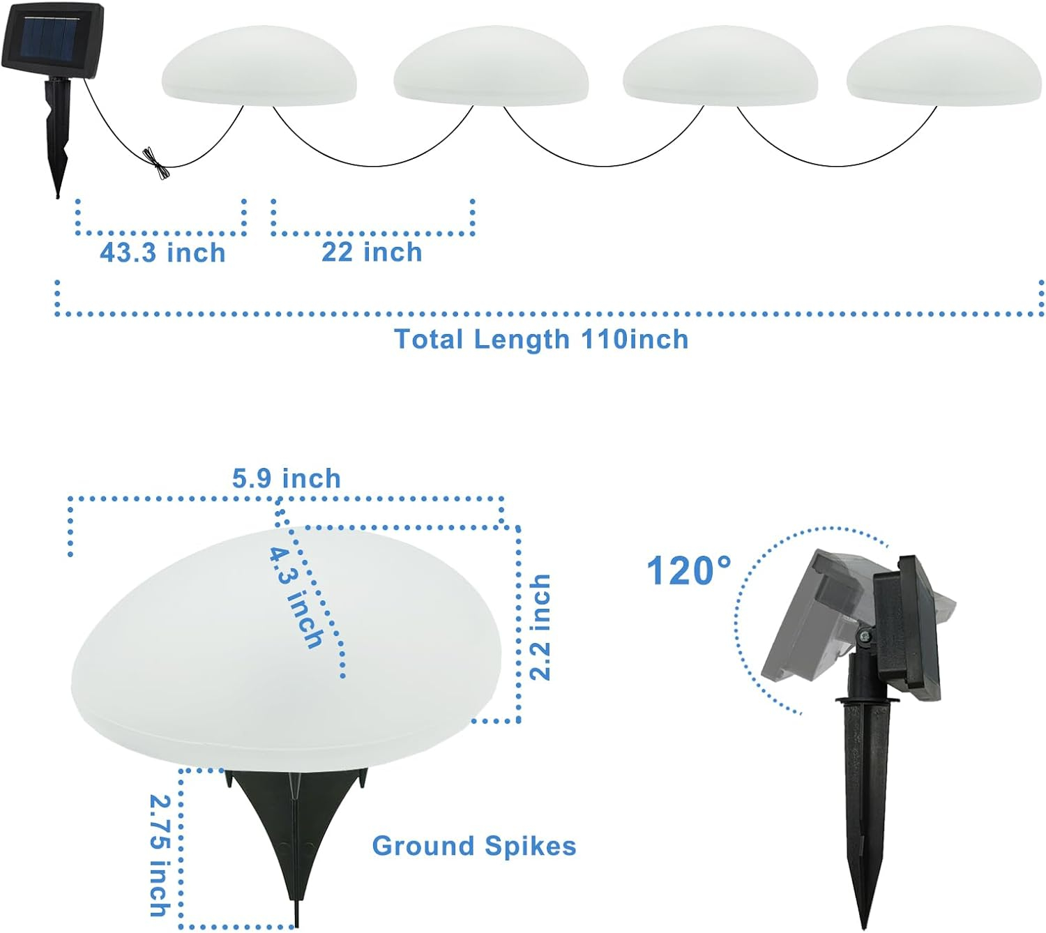 Set of 4 Solar Lights Outdoor Waterproof Solar Pebble Rock Garden Lights Decorative with Warm White LED