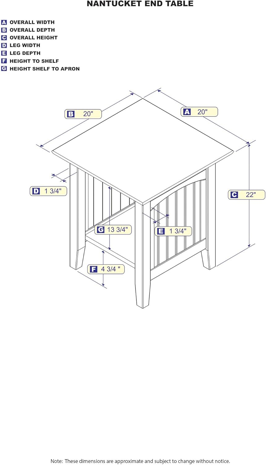 Nantucket End Table in Multiple Colors