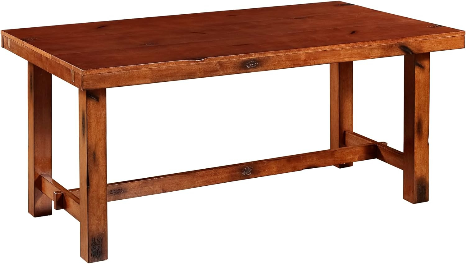 Walker Edison 6-Piece Distressed Dark Oak Wood Dining Set with Bench