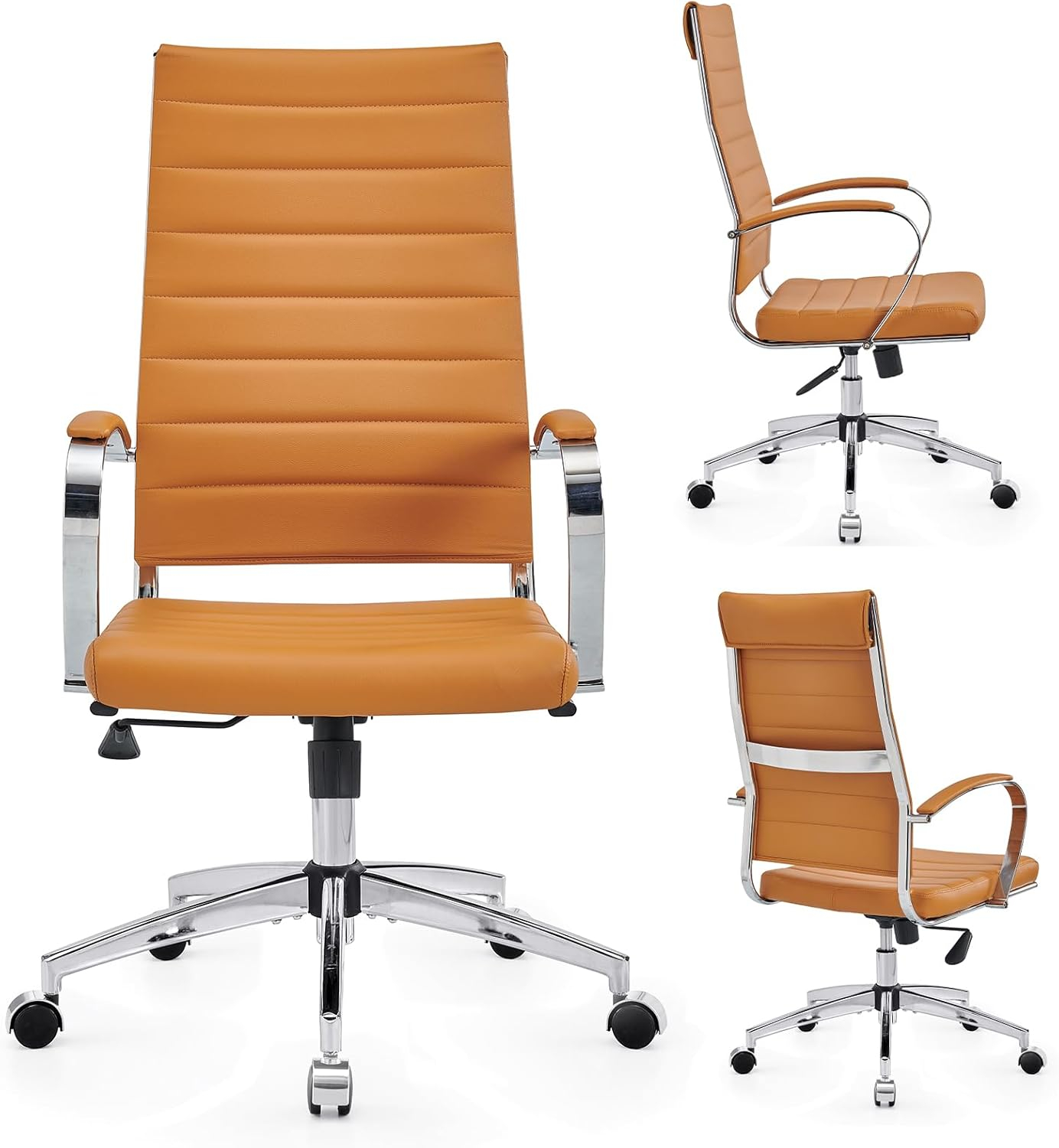 Ergonomics Modern Desk Chair - Executive Office Chair with Armrests, Adjustable Swivel, Black Leather