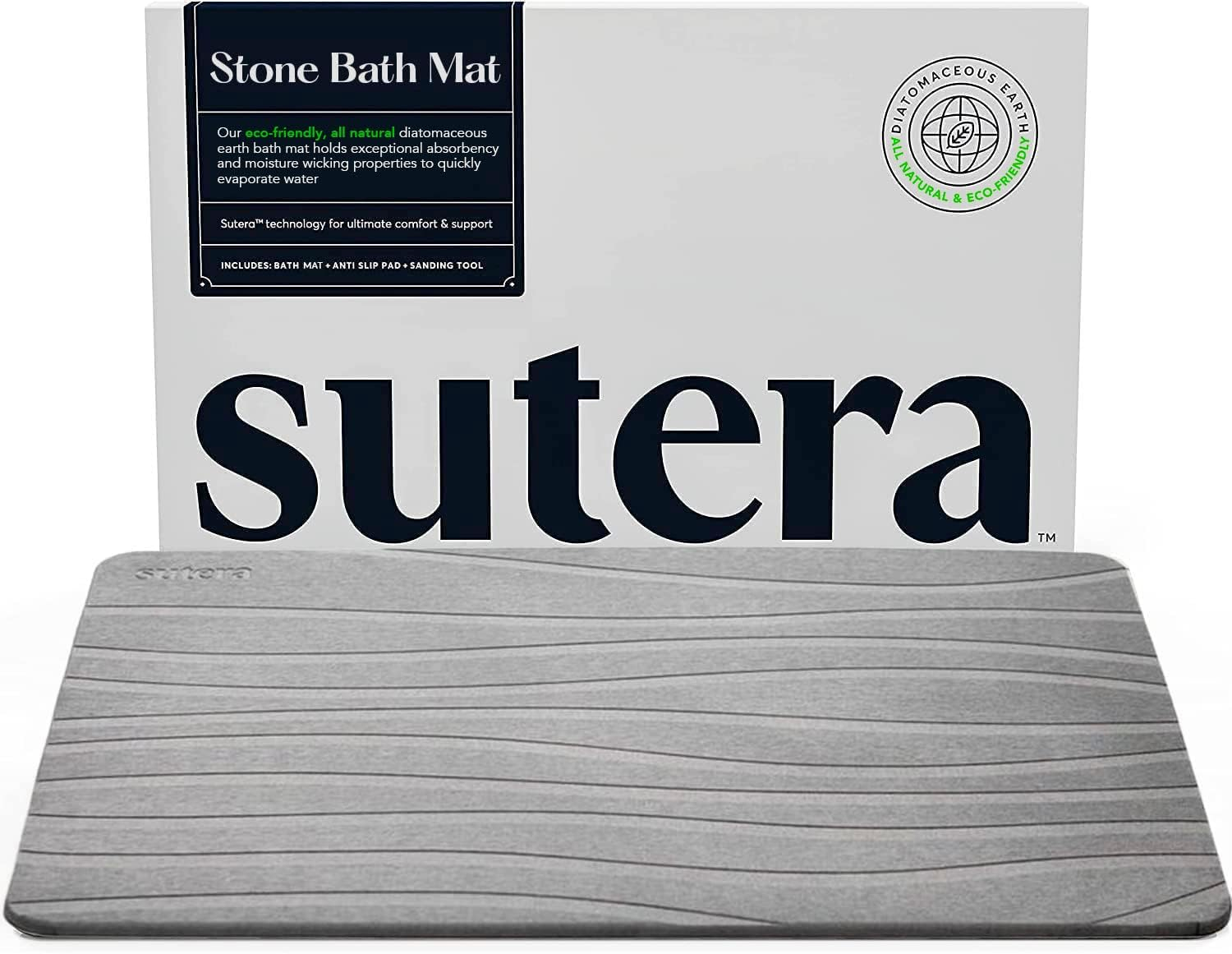 Slate Gray Diatomaceous Earth Non-Slip Bath Mat