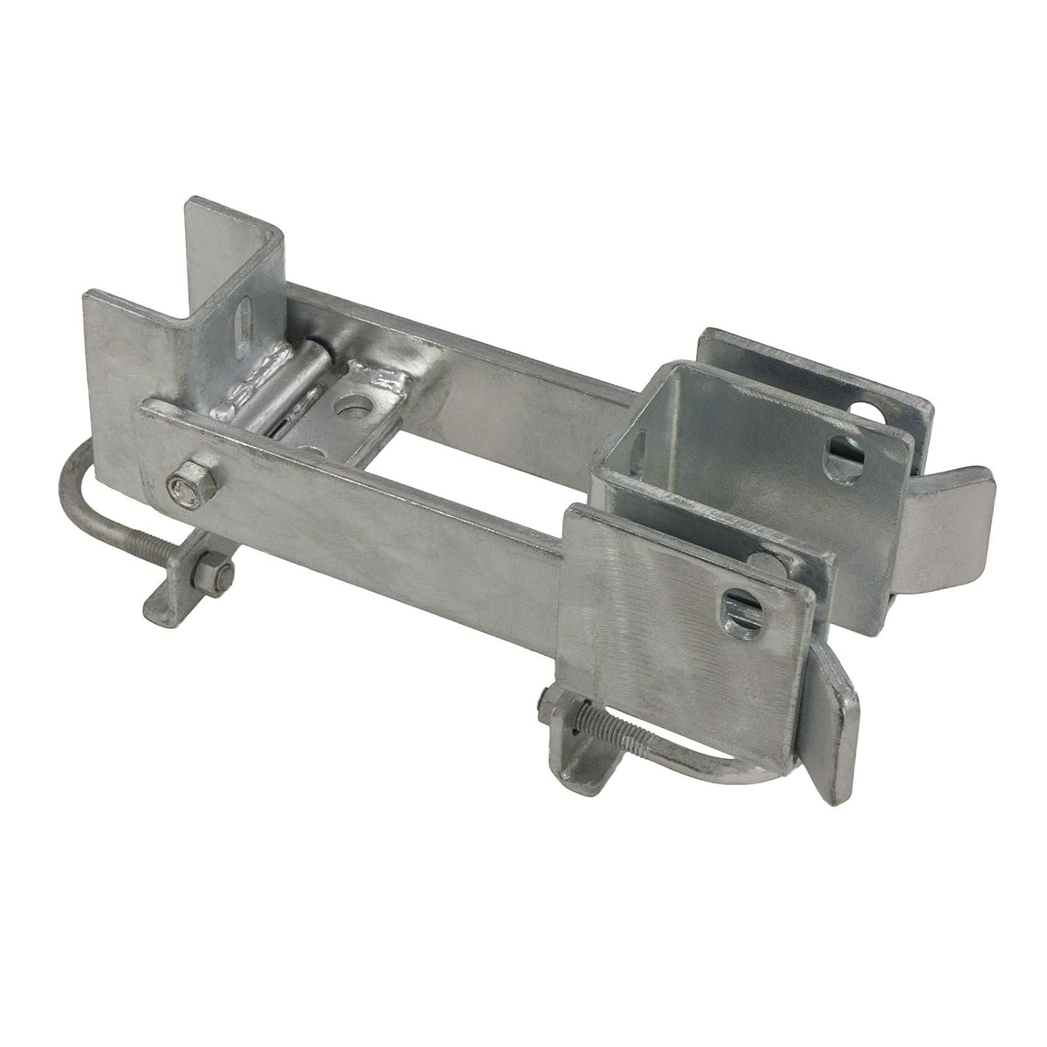 Chain Link Fence Commercial Strong Arm Double Gate Latch for 1-5/8" thru 2" Gate Frames Pipe Sizes. Use this Double Gate Latch Where 2 Gates Swing Together.