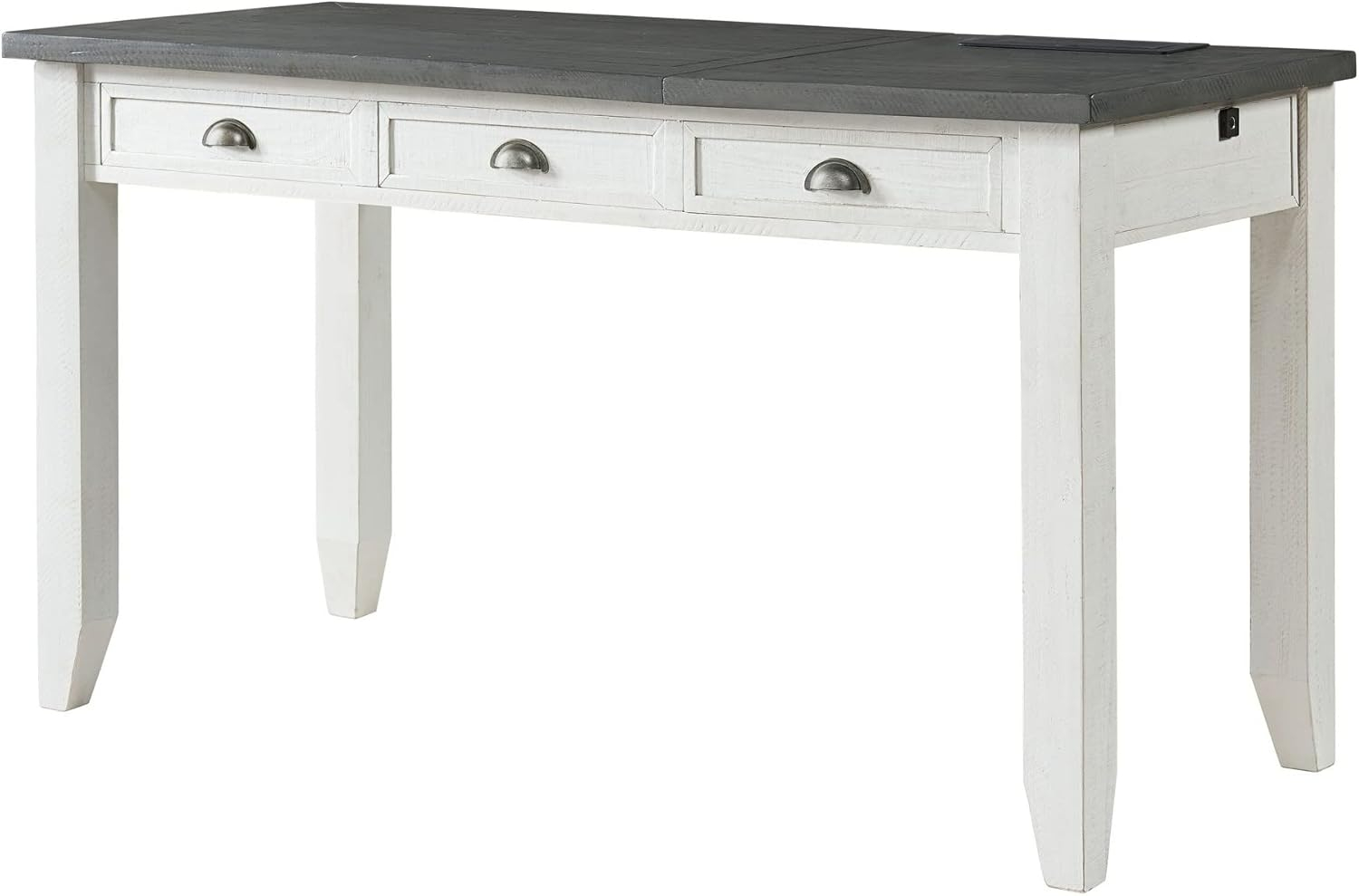 Martin Svensson Home Monterey 57" Lift-Top Desk with Fingerprint Lock, White Stain and Grey