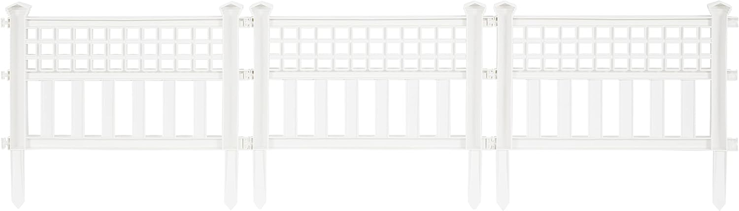White Resin Decorative Garden Border Fence, 14" x 24"