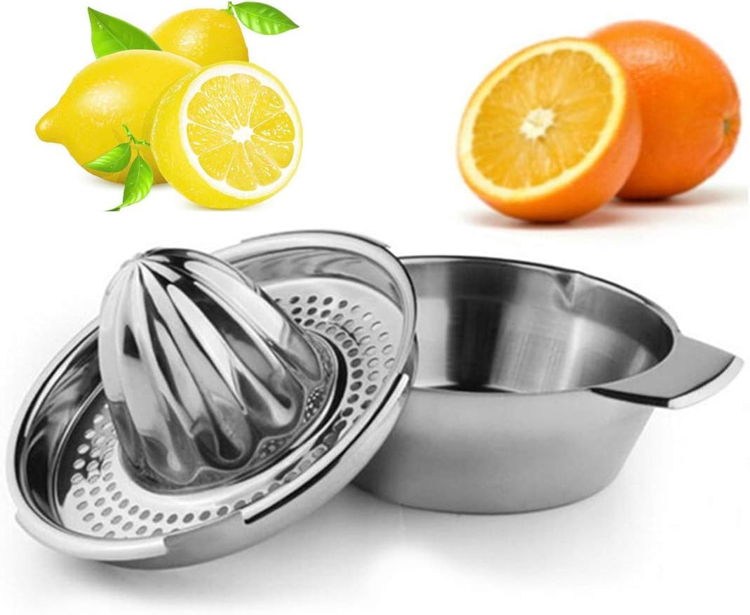 Portable Stainless Steel Citrus Juicer with Bowl Container