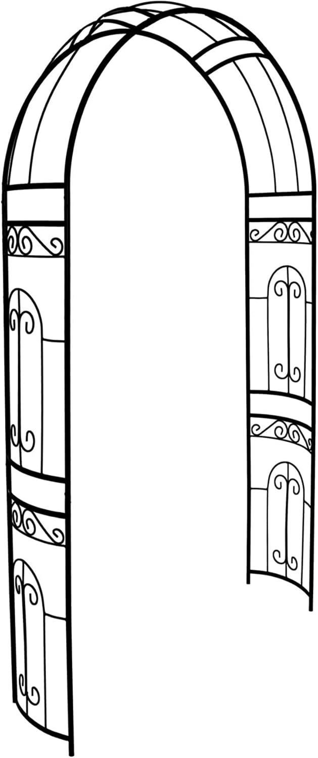 SCENDOR Black Metal Garden Arch Arbor Archway, Stereoscopic Graceful Curve Design perfect for Climbing Plants Outdoor and Wedding Ceremony, 18.1 lb