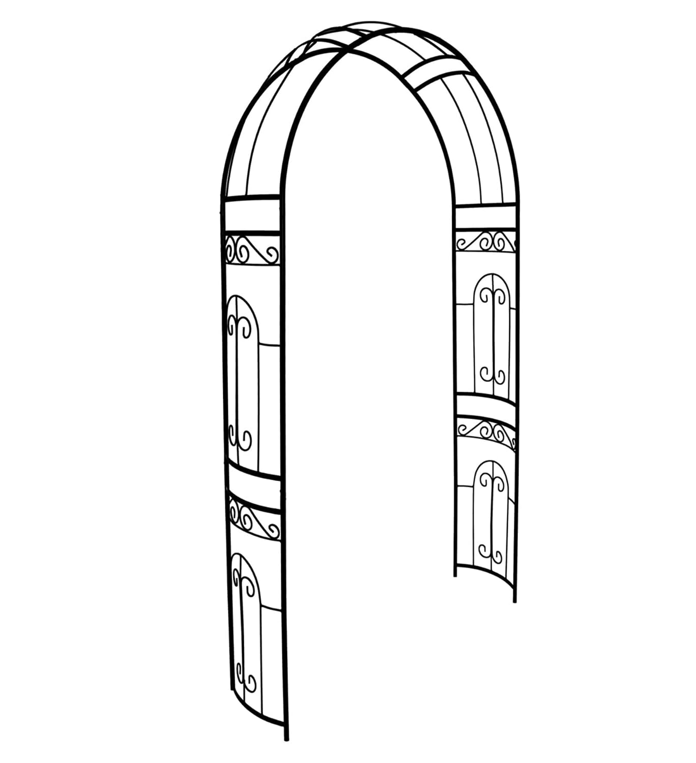 SCENDOR Black Metal Garden Arch Arbor Archway, Stereoscopic Graceful Curve Design perfect for Climbing Plants Outdoor and Wedding Ceremony, 18.1 lb