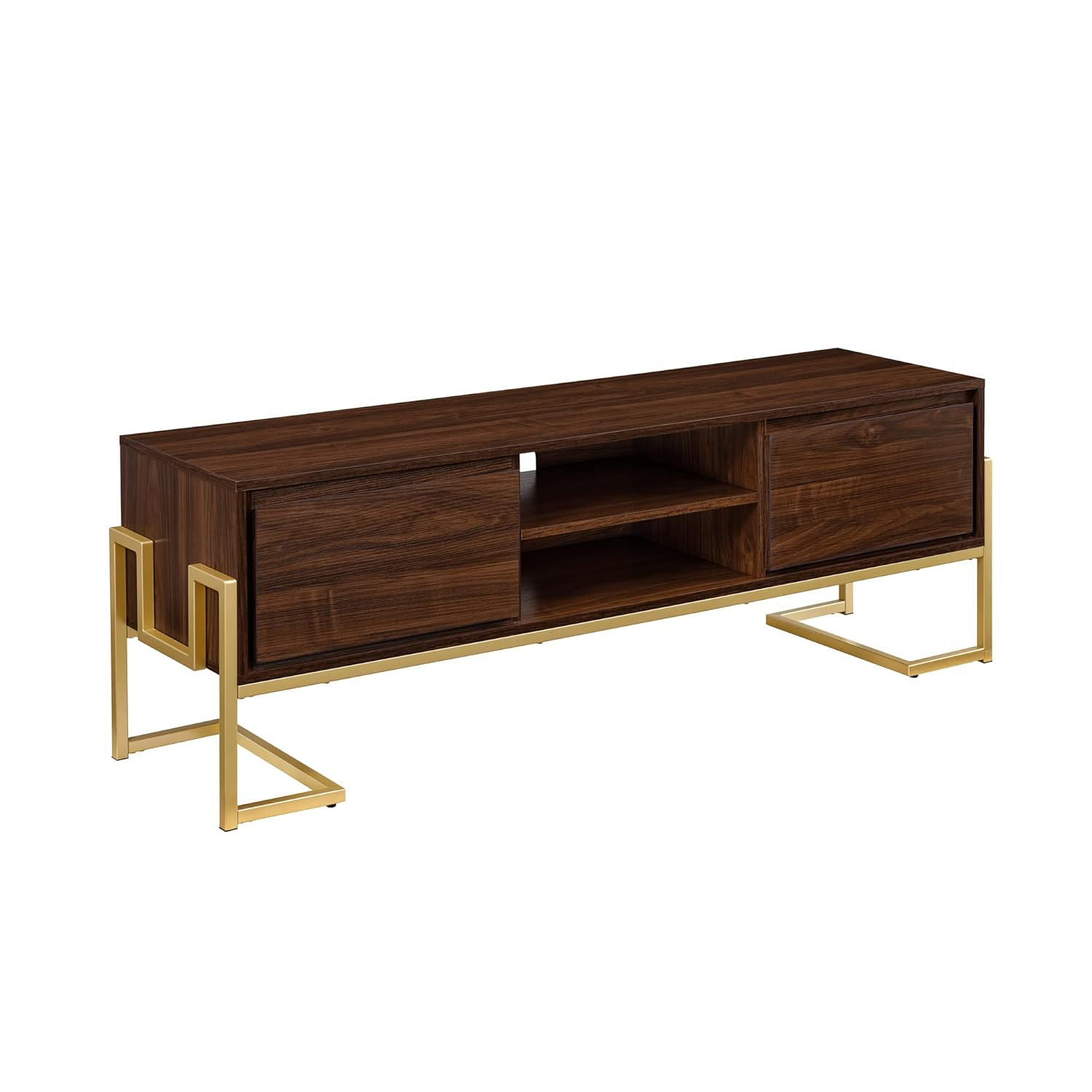 Pemberly Row 60" 2-Drawer Modern Wood Media Console - Dark Walnut