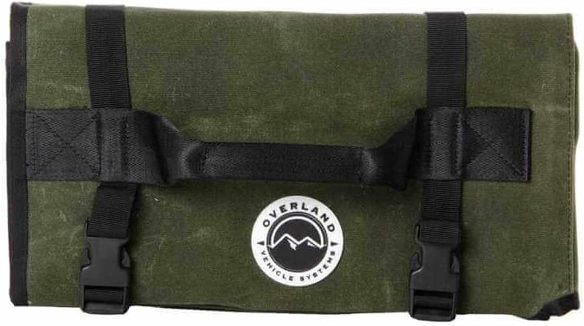 Overland Vehicle Systems Rolled General Tool Storage Bag - #16 Military Style Waxed Canvas - 19 Storage Pockets - Infused with Paraffin Wax Waterproofing