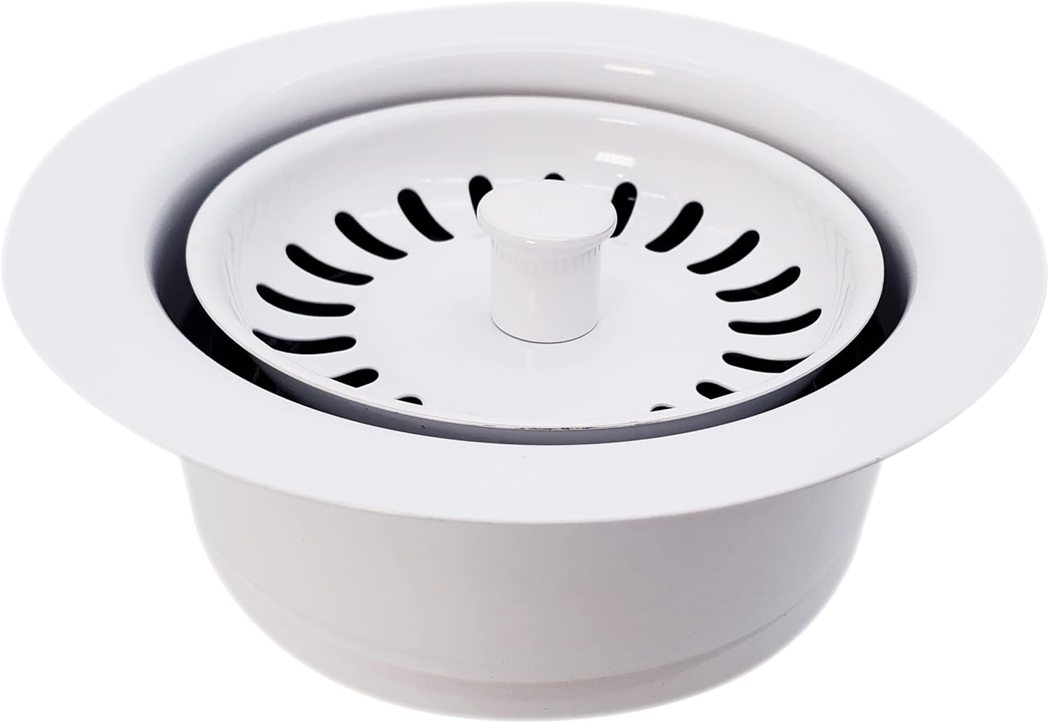 Westbrass D2089SEV-50 3-1/2" Kitchen Sink Waste Disposal Drain Flange and Basket Strainer, Powder Coat White
