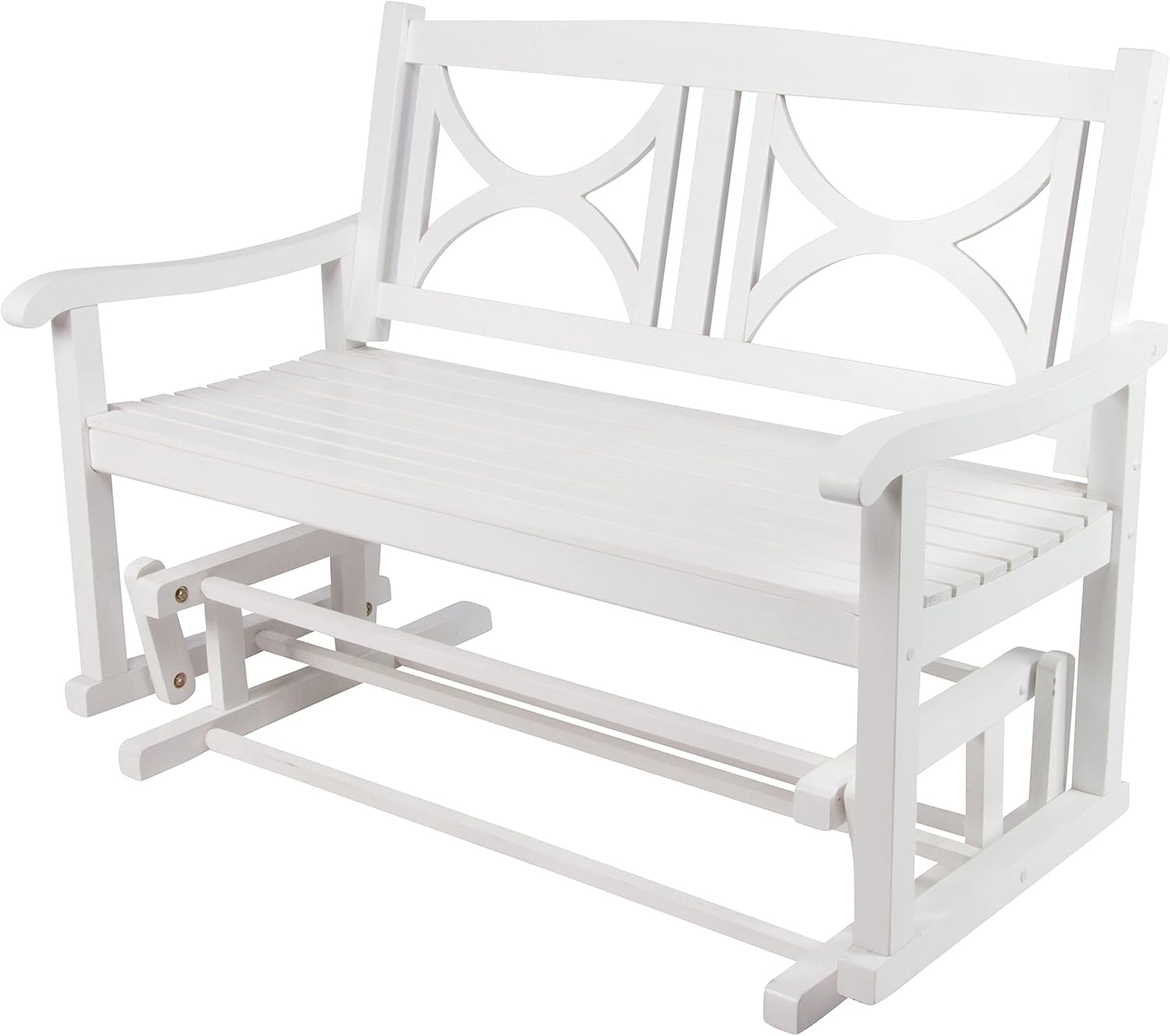 Shine Company Traditional Hardwood Patio Porch Glider Bench in White