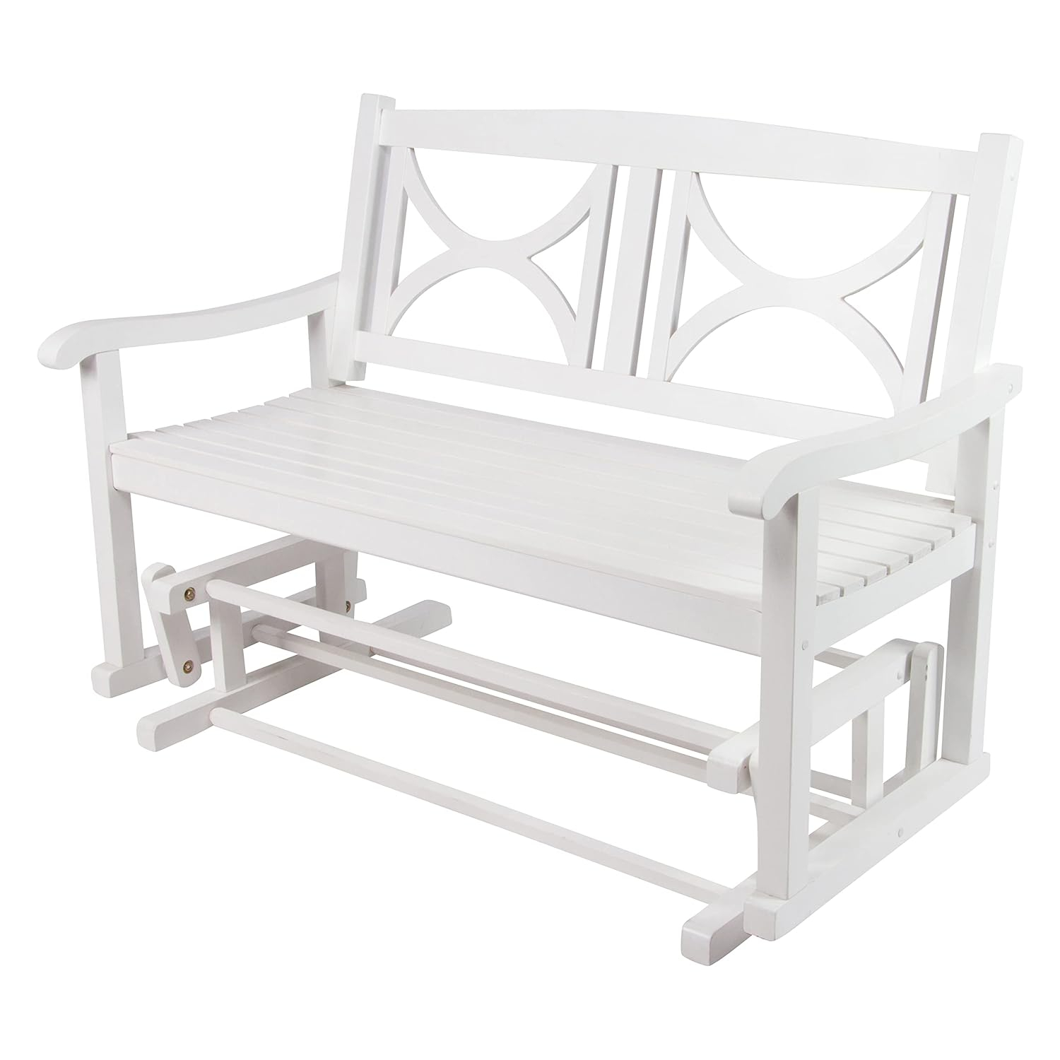 Shine Company Traditional Hardwood Patio Porch Glider Bench in White