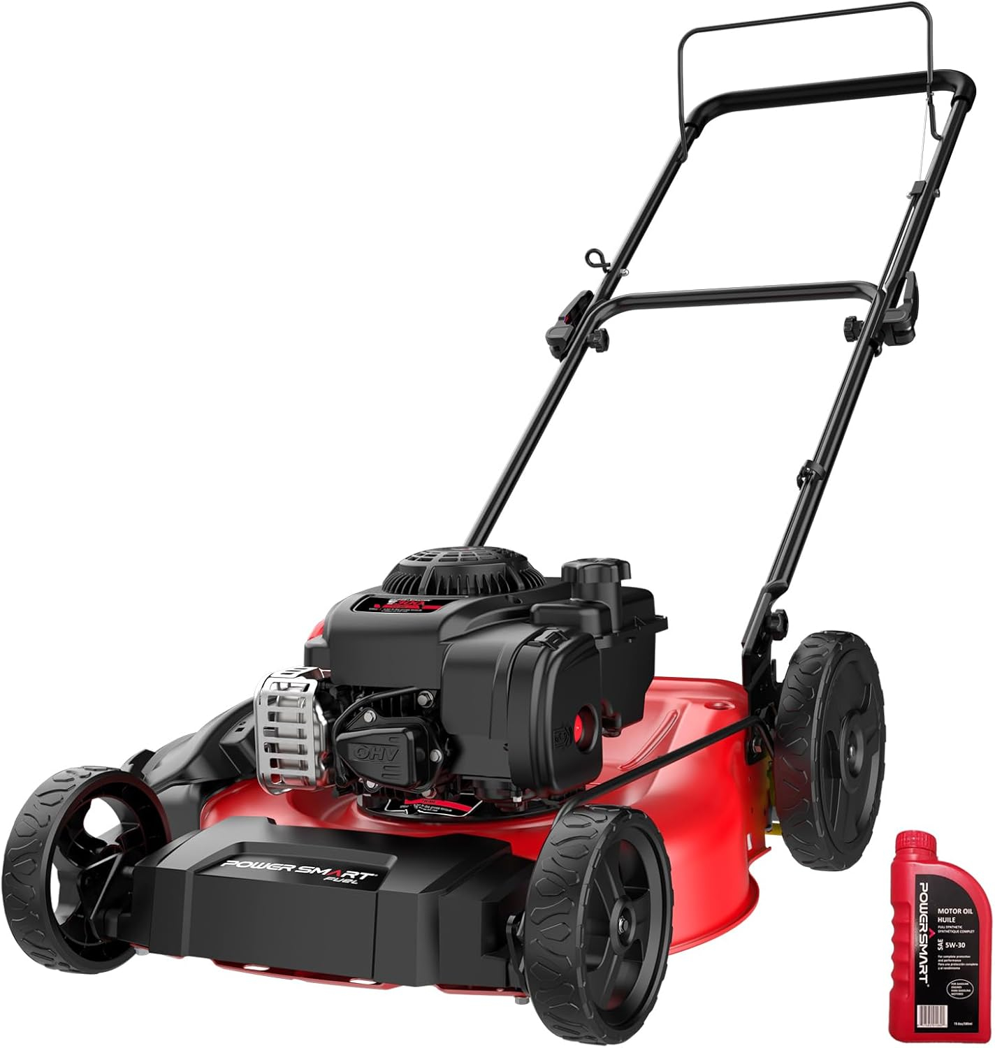 Red 21-Inch Gas Powered Rotary Lawn Mower with 125CC Engine