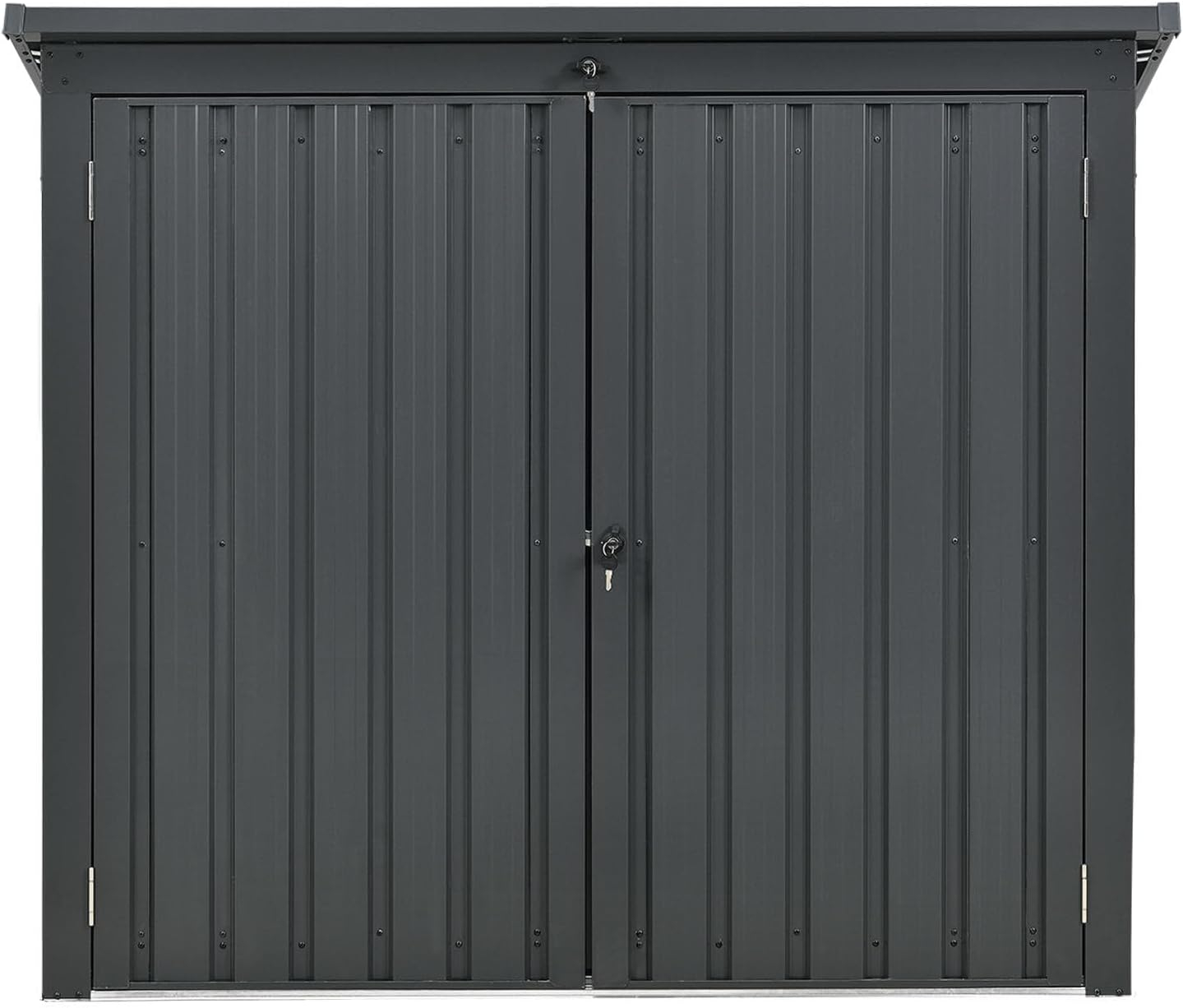 Hanover Trash and Recyclables Storage Shed | Pent Roof | Galvanized Steel | 2-Point Locking System | Stores 2 Trash Cans | 3.3-Ft. x 5.2-Ft. x 4.4-Ft. | Dark Gray | HANBINSHD-GRY