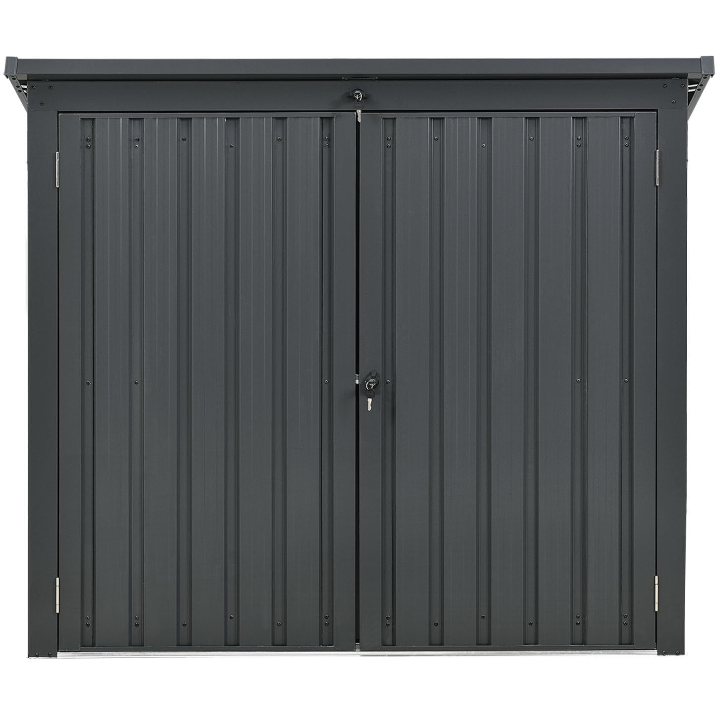 Hanover Trash and Recyclables Storage Shed | Pent Roof | Galvanized Steel | 2-Point Locking System | Stores 2 Trash Cans | 3.3-Ft. x 5.2-Ft. x 4.4-Ft. | Dark Gray | HANBINSHD-GRY
