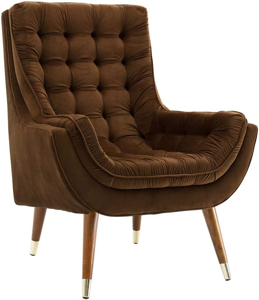 Modway Suggest Tufted Performance Velvet Lounge Chair in Brown