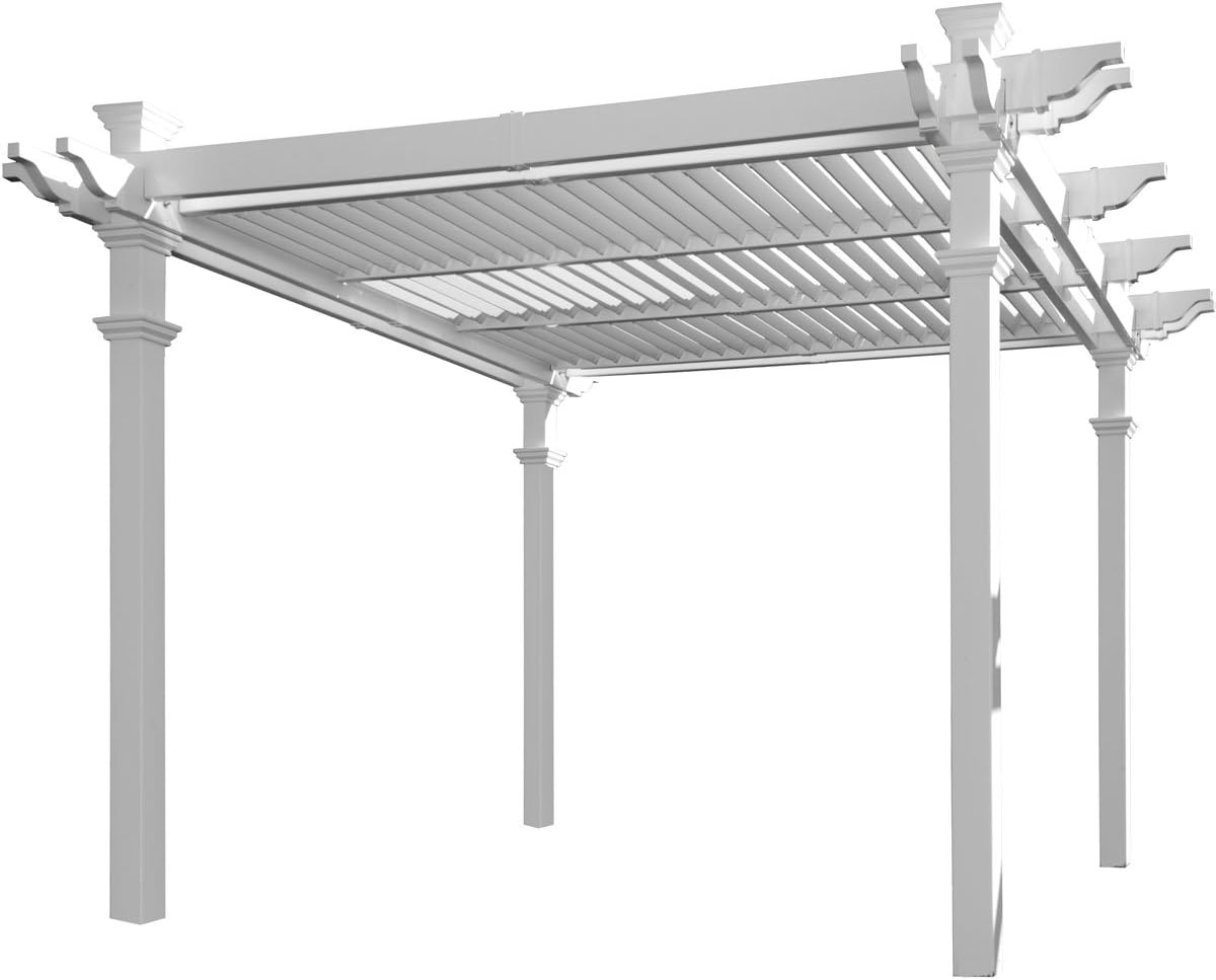 Avalon 10 ft. x 10 ft. White Vinyl Louvered Pergola