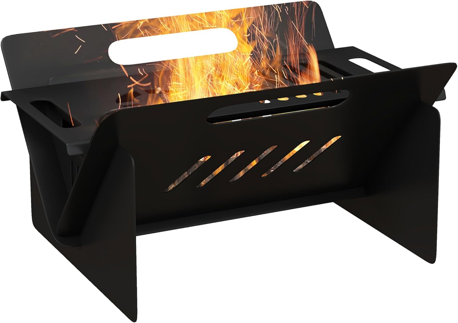 Black Industrial Rectangle Wood Burning Fire Pit