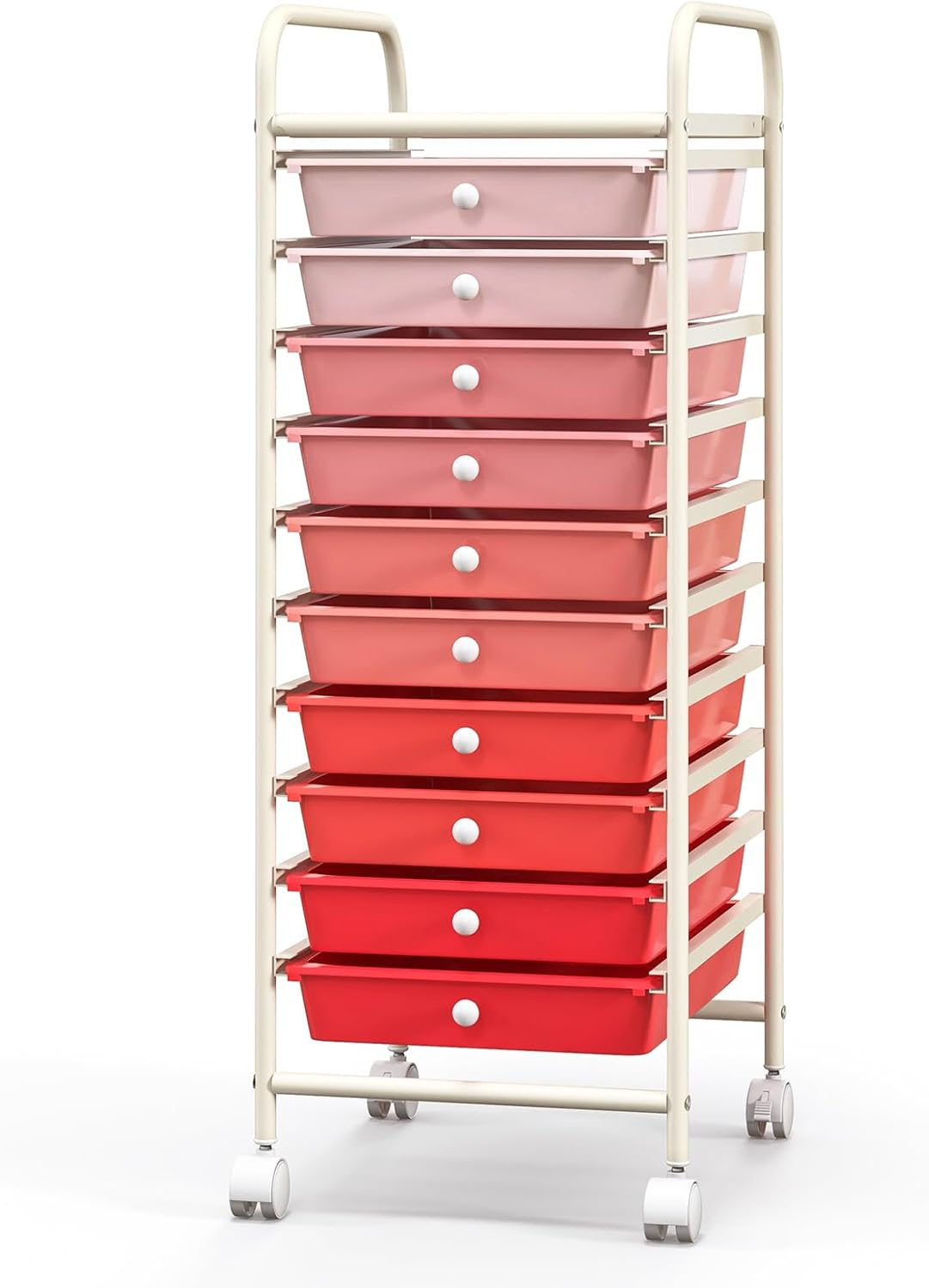 Giantex 10-Drawer Storage Cart w/Universal Wheel, Rolling Cart w/Handle, Home Organizer Storage Unit w/Removable Drawers, Trolley Utility Cart for Kitchen Makeup Living Room Office Play Room