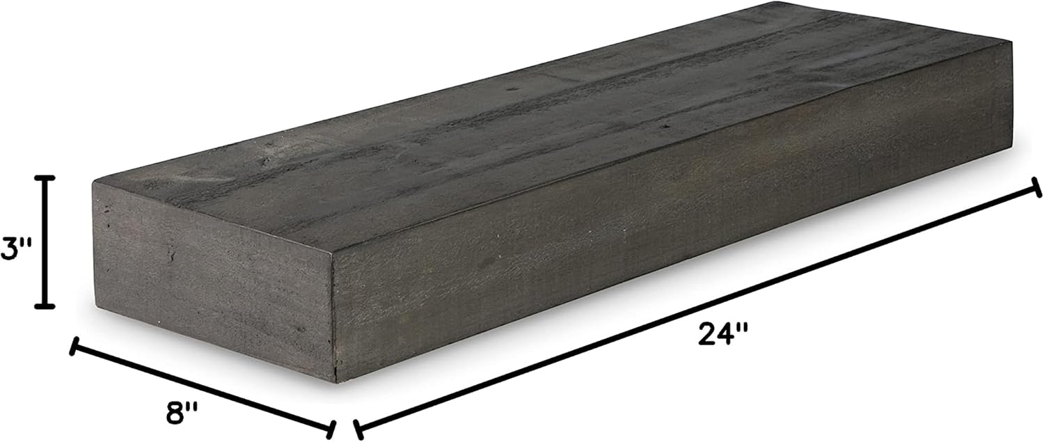 Black Reclaimed Pine 24" Floating Wall Shelf