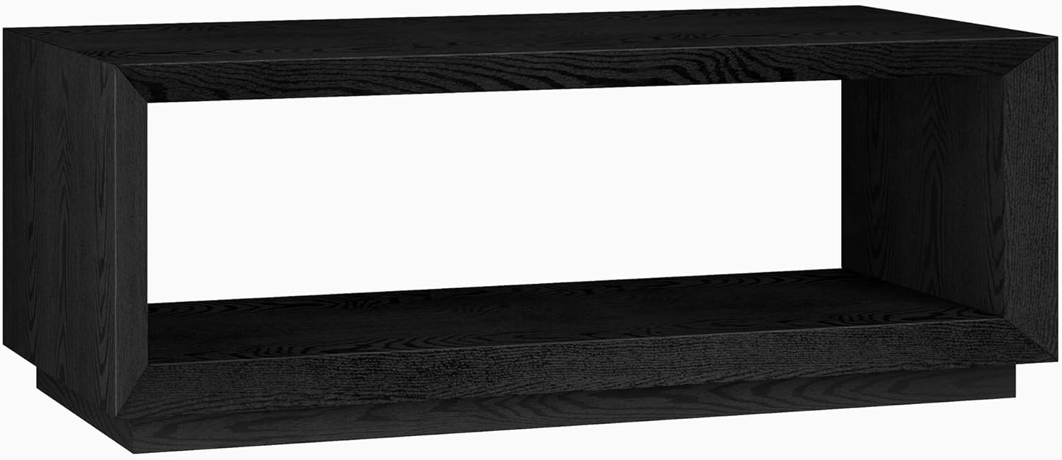 Evelyn&Zoe Tannen 48" Wide Rectangular Coffee Table, Black Grain