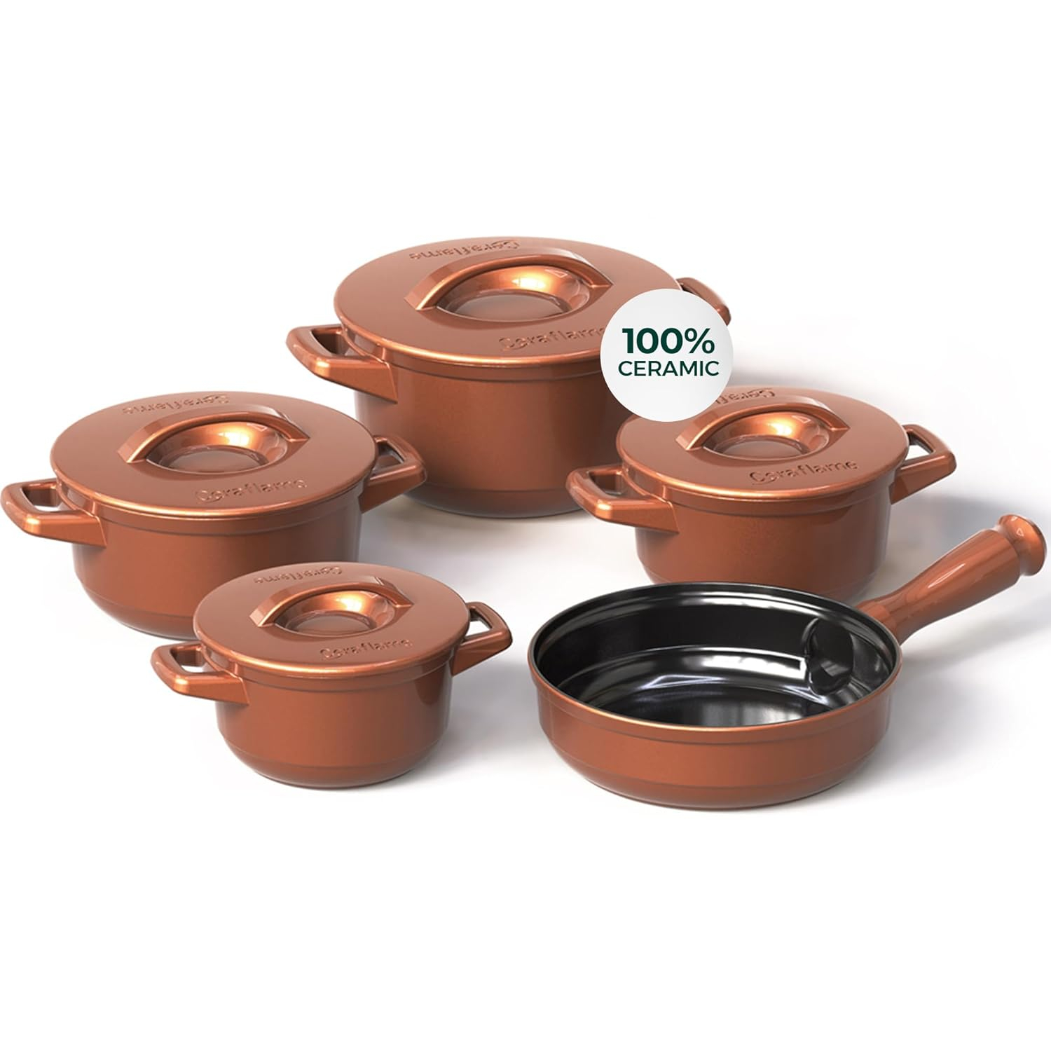 CERAFLAME Duo 9 Piece Ceramic Cookware Set - Ceramic Lid