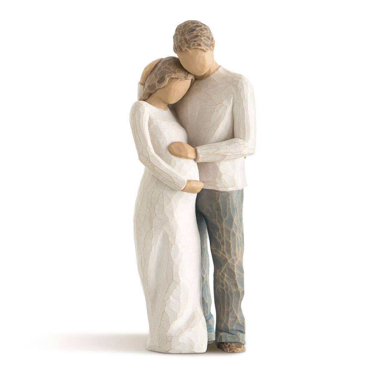 Hand-Painted Resin Family Embrace Sculpture, 8.5" Cream and Blue
