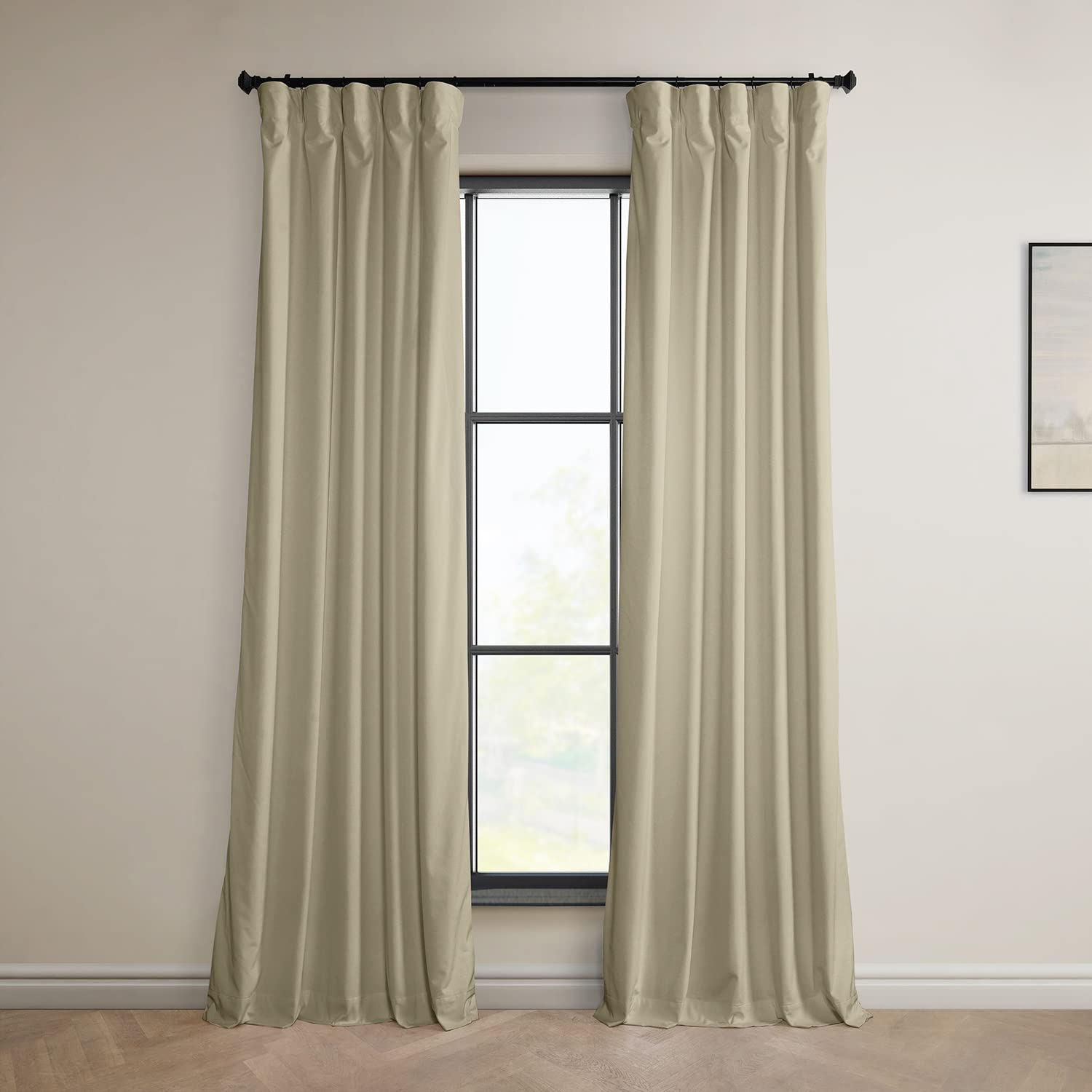 Half Price Drapes Macchiato Beige Heritage Plush Velvet Room Darkening Curtains (1 Panel), 50W X 120L
