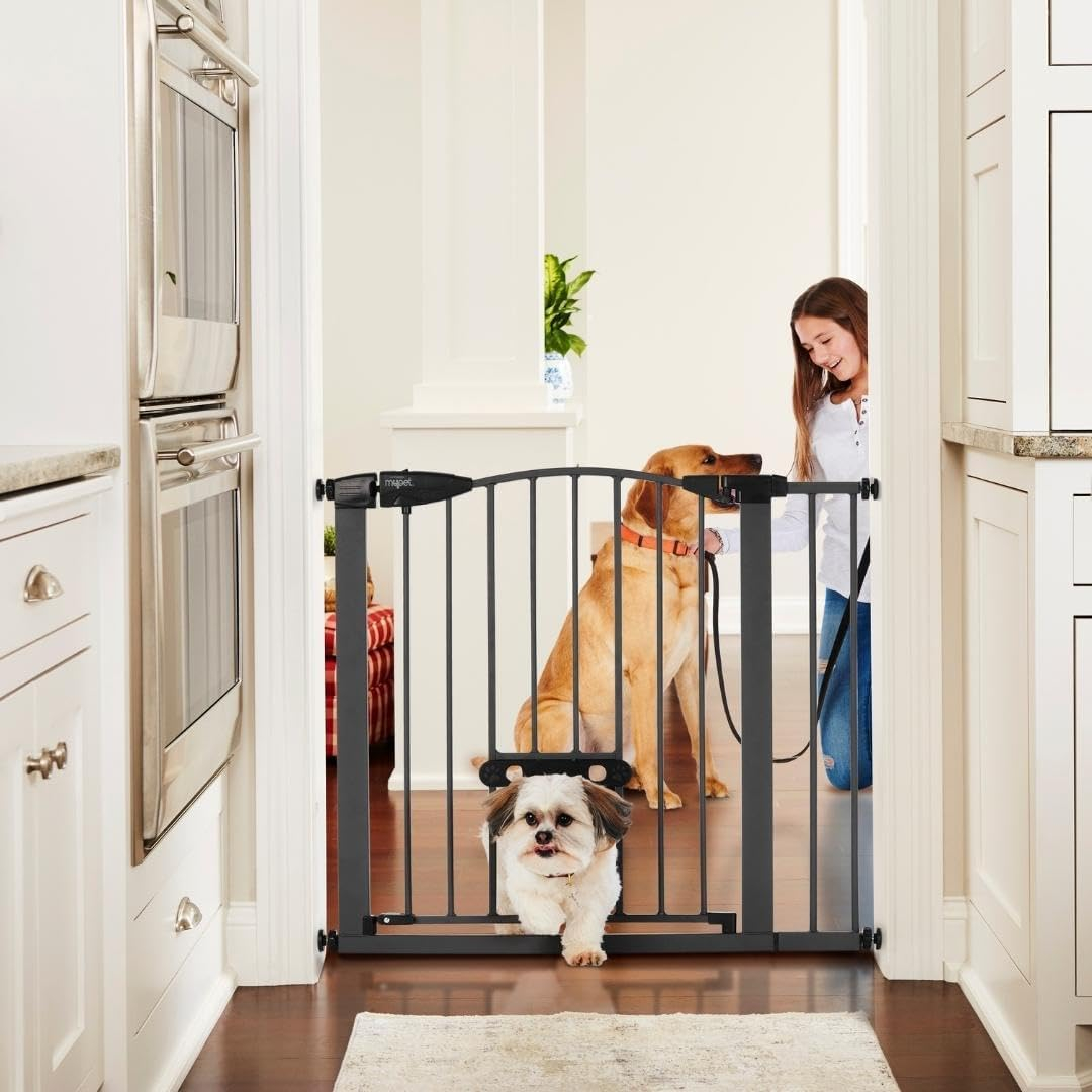 North States MyPet Wide Metal Deco EasyPass Pet Gate, Expands to 40.5" Wide