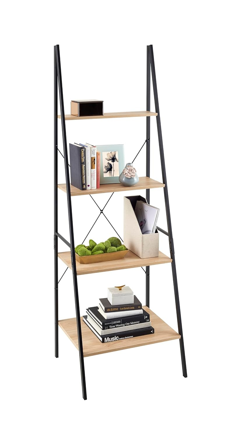 closetmaid 1312 4-tier wood ladder shelf bookcase, natural