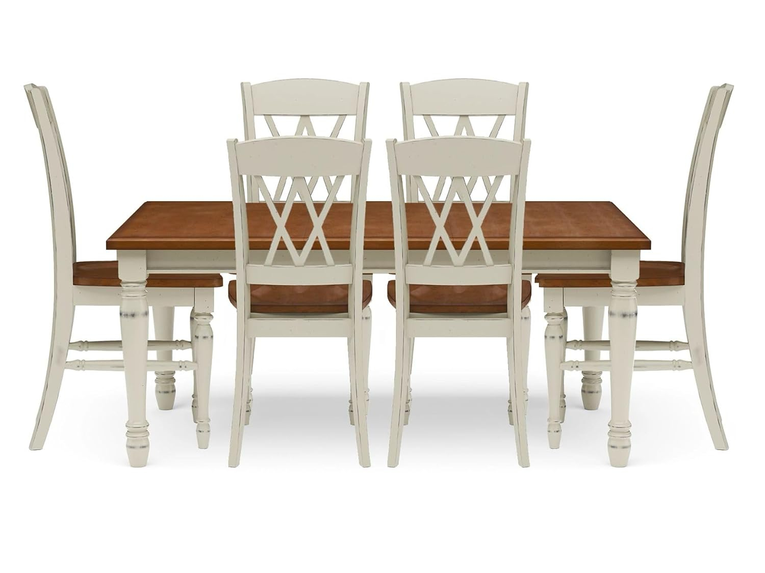 Homestyles Monarch Wood 7 Piece Dining Set in Off White