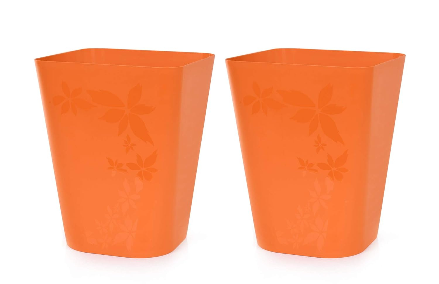 Orange Plastic Rectangular Kitchen Trash Bins, 12 Liter