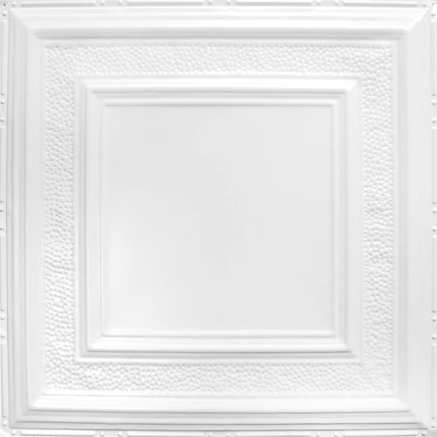 American Tin Ceilings [5-Pack Kit Nail-Up Metal Tiles in Pattern #6 Nail-Up and Color Bright White Satin. 24" x 24" [20 sq ft] Genuine Tin | Made in the USA | Model: n-p06-wbs