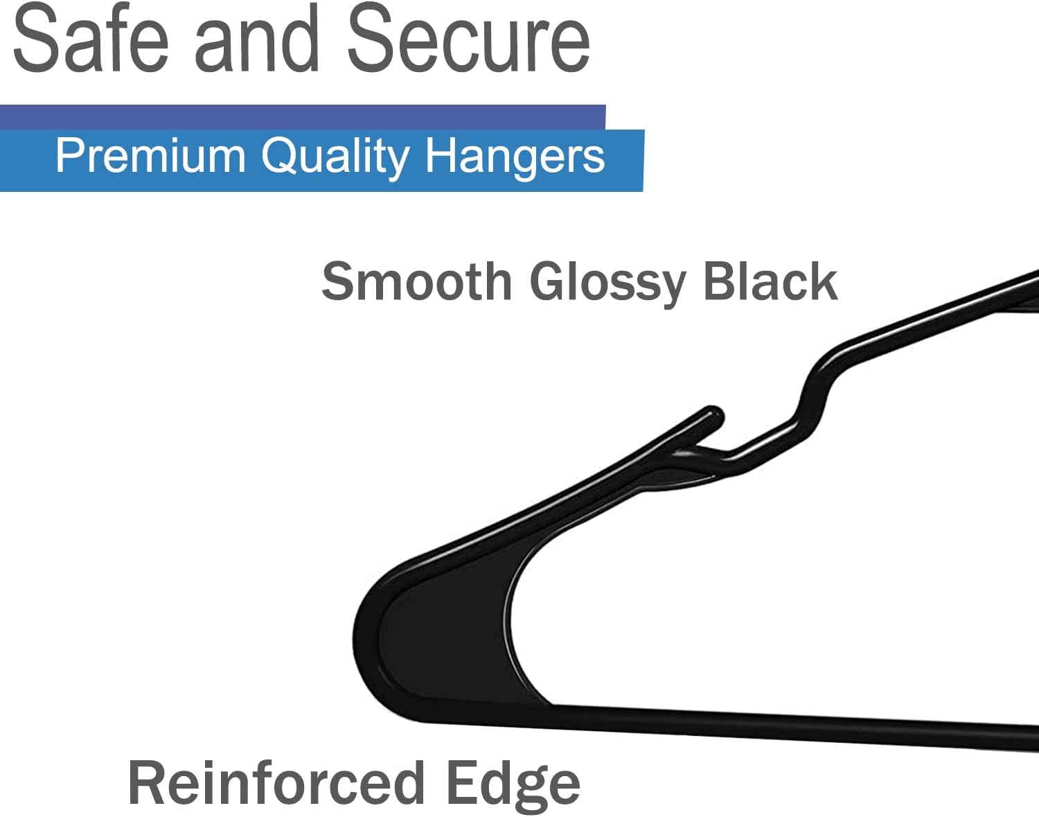 Heshberg Plastic Hangers Notched Black 50 Pack